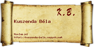 Kuszenda Béla névjegykártya